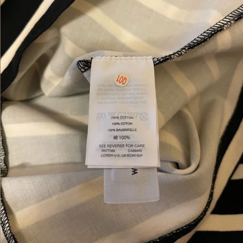 J. Crew Black and Cream Stripe Short Sleeve Dress